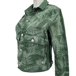 LulaRoe Women's Green Leaf Soft Stretch Jacket Size Small Boho Chic Button Front